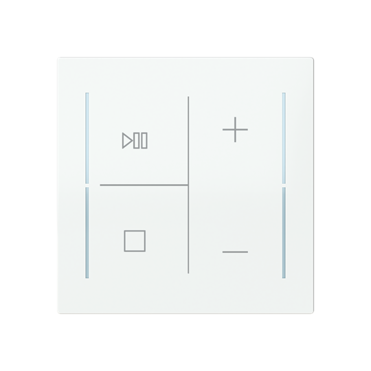 ABB LFMW/A.4.70.1 Trevion® KNX Anahtar 4 fold Kapak Müzik Kontrol İkonlu, 70 x 70 mm Stüdyo Beyazı