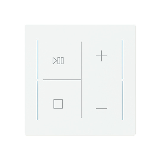 ABB LFMW/A.4.70.1 Trevion® KNX Anahtar 4 fold Kapak Müzik Kontrol İkonlu, 70 x 70 mm Mat Stüdyo Beyazı