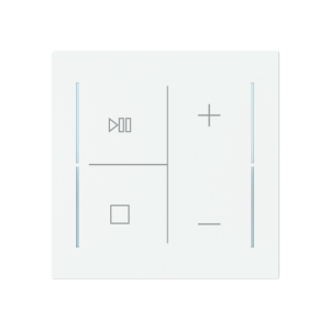 ABB LFMW/A.4.70.1 Trevion® KNX Anahtar 4 fold Kapak Müzik Kontrol İkonlu, 70 x 70 mm Mat Stüdyo Beyazı