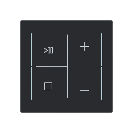 ABB LFMW/A.4.70.1 Trevion® KNX Anahtar 4 fold Kapak Müzik Kontrol İkonlu, 70 x 70 mm Mat Siyah