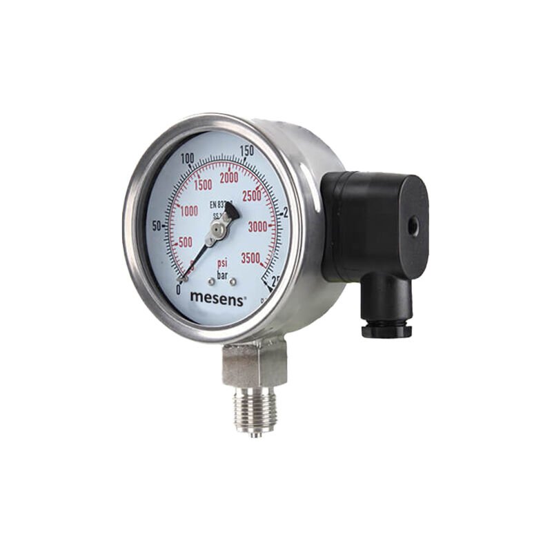 MPGC - Mesens 100 mm Tam Paslanmaz 4-20 mA Manometre – Alt Bağlantılı