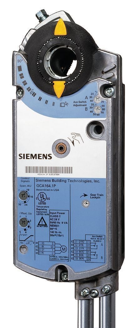 GCA126.1E SIEMENS Damper Motoru 24V Yay Geri Dönüşlü, 18Nm Tork, ON-OFF Kontrol, Çift Yardımcı Kontaklı